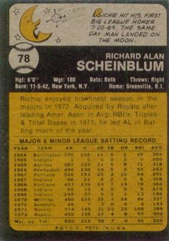 1973 Topps #78 Richie Scheinblum Back