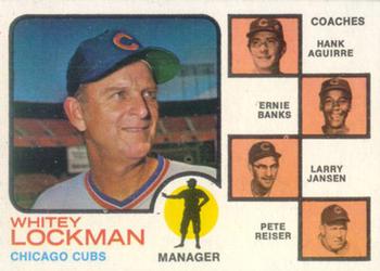 1973 Topps #81 Cubs Field Leaders (Whitey Lockman / Hank Aguirre / Ernie Banks / Larry Jansen / Pete Reiser) Front