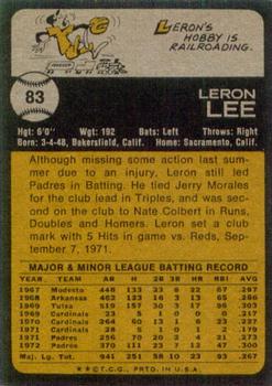 1973 Topps #83 Leron Lee Back