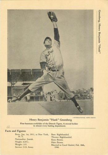 1946-49 Sports Exchange (W603) #4-1b Hank Greenberg Front