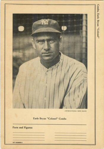 1946-49 Sports Exchange (W603) #8-3 Earle Combs Front