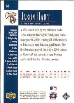 2001 Upper Deck Minors Centennial #14 Jason Hart Back