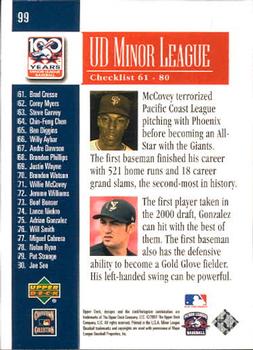2001 Upper Deck Minors Centennial #99 Willie McCovey / Adrian Gonzalez Back
