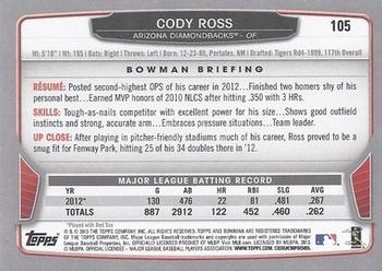 2013 Bowman #105 Cody Ross Back
