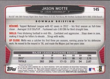 2013 Bowman #145 Jason Motte Back