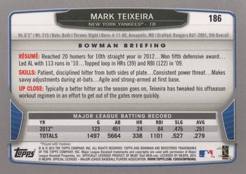 2013 Bowman #186 Mark Teixeira Back