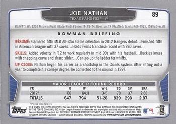 2013 Bowman #89 Joe Nathan Back