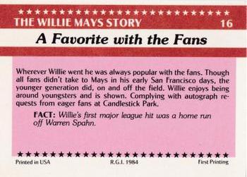 1984 Galasso Willie Mays #16 Willie Mays Back