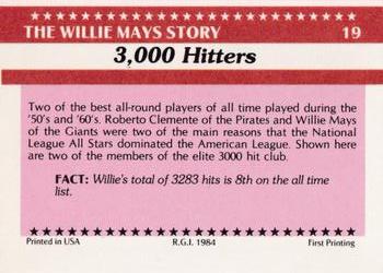1984 Galasso Willie Mays #19 Willie Mays / Roberto Clemente Back