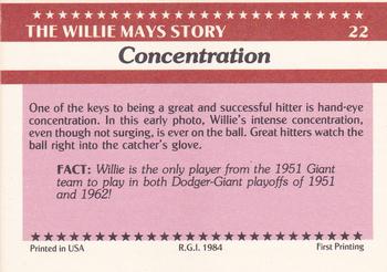 1984 Galasso Willie Mays #22 Willie Mays Back