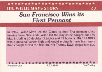 1984 Galasso Willie Mays #23 Willie Mays Back