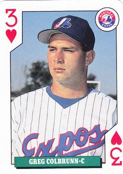 1992 Bicycle Rookies Playing Cards #3♥ Greg Colbrunn Front