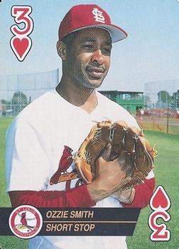 1993 Bicycle Aces Playing Cards #3♥ Ozzie Smith Front