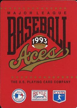 1993 Bicycle Aces Playing Cards #J♠ Roger Clemens Back
