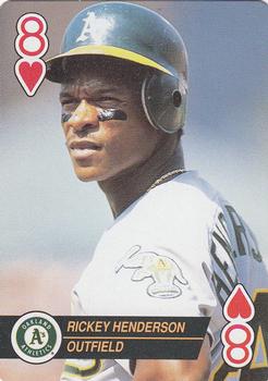 1993 Bicycle Aces Playing Cards #8♥ Rickey Henderson Front