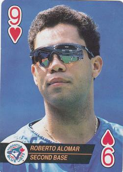 1993 Bicycle Aces Playing Cards #9♥ Roberto Alomar Front