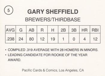 1989 Pacific Cards & Comics Facts (unlicensed) #5 Gary Sheffield Back