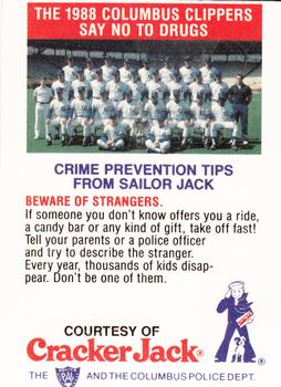 1988 Columbus Clippers Police #3 Matthew Harrison Back