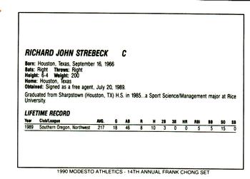 1990 Chong Modesto A's #29 Rick Strebeck Back