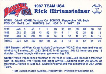 1990 Pan Am Team USA Red BDK #17 Rick Hirtensteiner Back