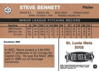 2002 Grandstand St. Lucie Mets #5 Steve Bennett Back