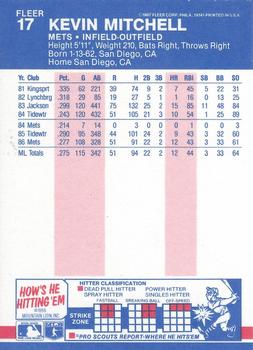 1987 Fleer - Glossy #17 Kevin Mitchell Back