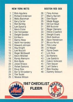 1987 Fleer - Glossy #654 Checklist: Mets / Red Sox / Astros / Angels Front