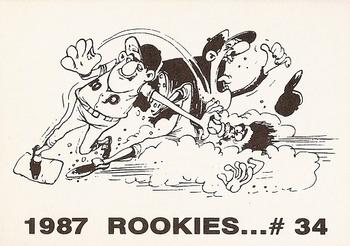 1987 Rookies (Cartoon Back, unlicensed) #34 Mike Greenwell Back