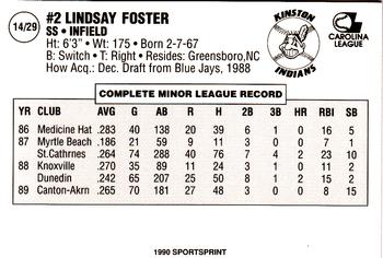 1990 Kinston Indians #14 Lindsay Foster Back