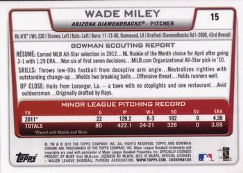2012 Bowman Draft Picks & Prospects - Chrome #15 Wade Miley Back