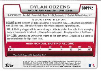 2012 Bowman Draft Picks & Prospects - Chrome Draft Picks #BDPP42 Dylan Cozens Back