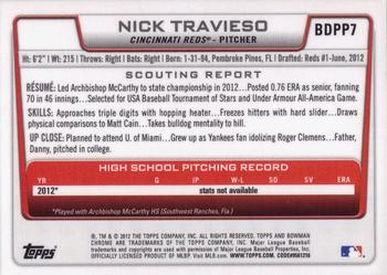 2012 Bowman Draft Picks & Prospects - Chrome Draft Picks #BDPP7 Nick Travieso Back