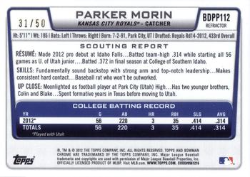 2012 Bowman Draft Picks & Prospects - Chrome Draft Picks Gold Refractors #BDPP112 Parker Morin Back