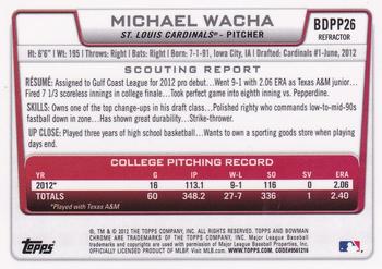 2012 Bowman Draft Picks & Prospects - Chrome Draft Picks Refractors #BDPP26 Michael Wacha Back