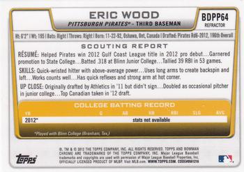 2012 Bowman Draft Picks & Prospects - Chrome Draft Picks Refractors #BDPP64 Eric Wood Back