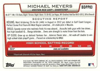 2012 Bowman Draft Picks & Prospects - Draft Picks #BDPP83 Michael Meyers Back