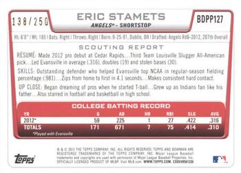 2012 Bowman Draft Picks & Prospects - Draft Picks Orange #BDPP127 Eric Stamets Back