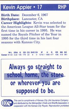 1996 Kansas City Royals Police #NNO Kevin Appier Back