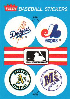 1989 Fleer - Team Stickers #NNO MLB: Los Angeles Dodgers / Montreal Expos / Oakland Athletics / Seattle Mariners Front
