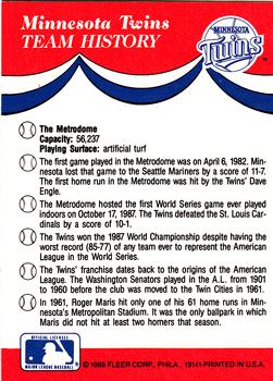 1989 Fleer - Team Stickers #NNO Minnesota Twins Back