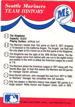 1989 Fleer - Team Stickers #NNO Seattle Mariners Back