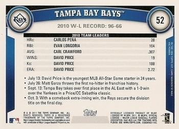 2011 Topps - Black Border #52 Tampa Bay Rays Back