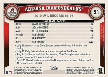2011 Topps - Black Border #53 Arizona Diamondbacks Back