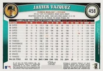 2011 Topps - Black Border #458 Javier Vazquez Back