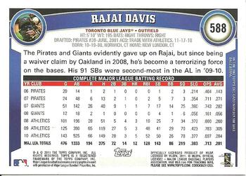 2011 Topps - Black Border #588 Rajai Davis Back