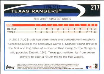 2012 Topps - Gold #217 Texas Rangers Back