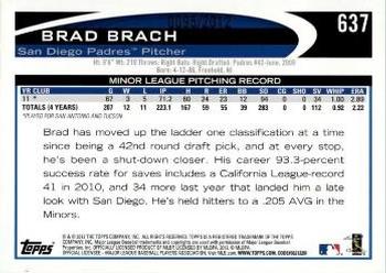 2012 Topps - Gold #637 Brad Brach Back
