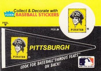 1986 Fleer - Team Stickers #NNO Pittsburgh Pirates Pennant Front