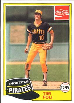 1981 Topps Coca-Cola Pittsburgh Pirates #4 Tim Foli  Front