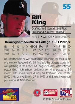 1994 Signature Rookies Draft Picks - Signatures #55 Bill King Back